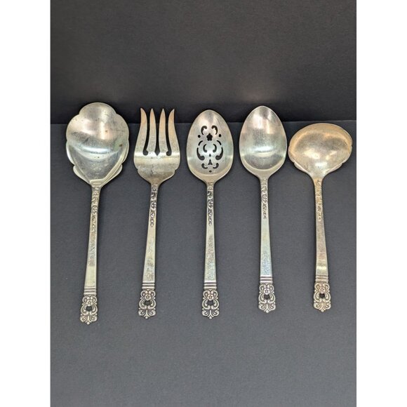 1881 Rogers Oneida Ruby Lane Silver Plated Five Piece Serving Set - Picture 1 of 10